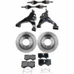 JC Whitney 8-Piece Kit Front Axle Assembly with Brake Discs, Brake Pad Set, and Control Arms, 4WD
