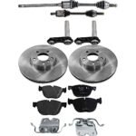 JC Whitney 8-Piece Kit Front Axle Assembly with Brake Discs, Brake Pad Set, and Control Arms, Rear Arm to Knuckle