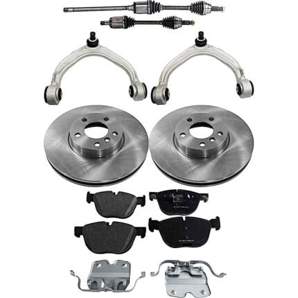 JC Whitney 8-Piece Kit Front Axle Assembly, All Wheel Drive, Includes Brake Discs, Brake Pad Sets, and Control Arms