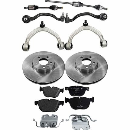 JC Whitney 10-Piece Kit Front Axle Assembly, All Wheel Drive, Includes Brake Discs, Brake Pad Sets, and Control Arms