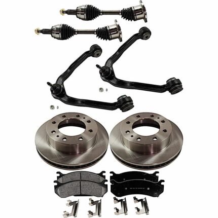 JC Whitney 8-Piece Kit Front Axle Assembly, includes (2) Axle Assembly, (2) Brake Disc, (1) Brake Pad Set, and (2) Control Arm, Crew Cab Pickup