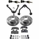 JC Whitney 8-Piece Kit Front Driver and Passenger Side Axle Assembly, Includes Brake Discs, Brake Pad Sets, and Control Arms