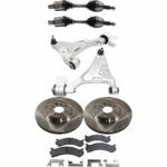 JC Whitney 8-Piece Kit Front, Driver and Passenger Side Axle Assembly, Wheel Drive, Includes Brake Discs, Brake Pad Sets, and Control Arms