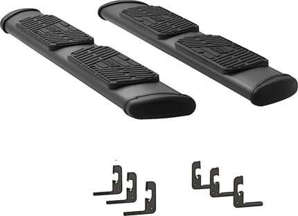 Luverne 277078-400713 Regal 7 in. Series Running Boards, Powdercoated Textured Black Non-Powered Stainless Steel Set of 2