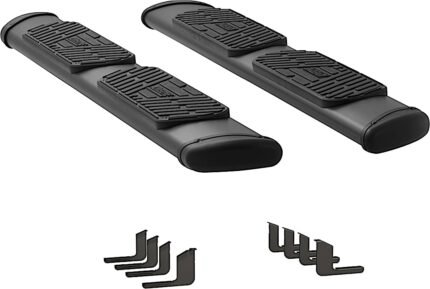Luverne 277078-400752 Regal 7 in. Series Running Boards, Powdercoated Textured Black Non-Powered Stainless Steel Set of 2
