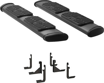 Luverne 277078-401723 Regal 7 in. Series Running Boards, Powdercoated Textured Black Non-Powered Stainless Steel Set of 2