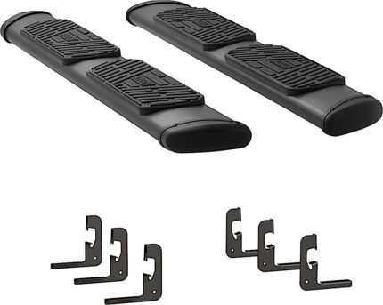 Luverne 277088-400713 Regal 7 in. Series Running Boards, Powdercoated Textured Black Non-Powered Stainless Steel Set of 2
