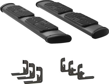 Luverne 277088-401443 Regal 7 in. Series Running Boards, Powdercoated Textured Black Non-Powered Stainless Steel Set of 2