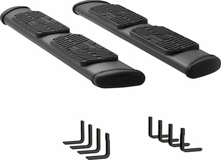 Luverne 277088-409922 Regal 7 in. Series Running Boards, Powdercoated Textured Black Non-Powered Stainless Steel Set of 2