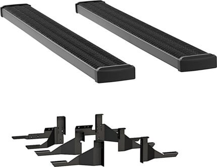 Luverne 415078-400939 Running Boards, Powdercoated Textured Black, Aluminum, 76.3 in. Bed, Crew Cab Pickup/Standard Cab Pickup, 7 in. Grip Step Series