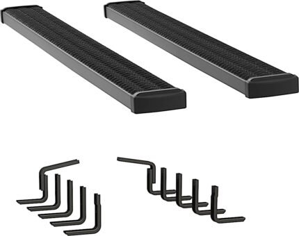 Luverne 415098-400829 Running Boards, Powdercoated Textured Black, Aluminum, 81.8 in. Bed, Extended Cab Pickup, 7 in. Grip Step Series