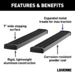 Luverne 415114-401449 Running Boards, Powdercoated Textured Black, Aluminum, Crew Cab Pickup/Extended Cab Pickup, 82.2/98.2 in. Bed, 7 in. Grip Step Series - Image 4