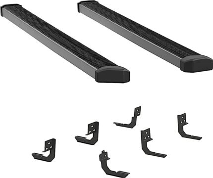 Luverne 416088-4055111 5 in. SlimGrip Series Running Boards, Powdercoated Textured Black Non-Powered Aluminum Set of 2