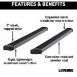 Luverne 416088-4055121 5 in. SlimGrip Series Running Boards, Powdercoated Textured Black Non-Powered Aluminum Set of 2 - Image 6