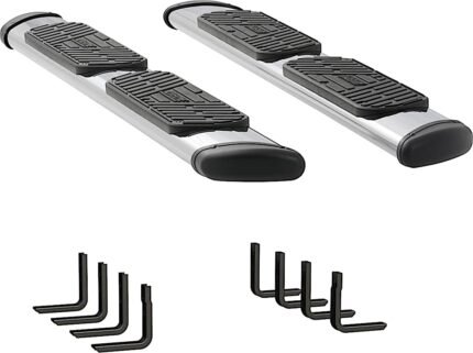Luverne 477088-409922 Regal 7 in. Series Running Boards, Polished Non-Powered Stainless Steel Set of 2