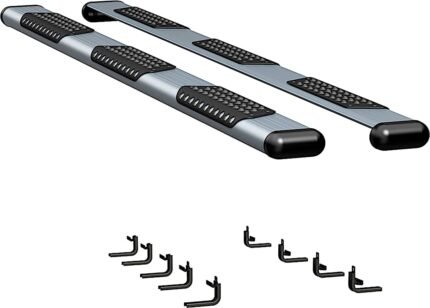 Luverne 583098-570745 O-Mega II 6 in. Series Running Boards, Powdercoated Silver Non-Powered Aluminum Set of 2