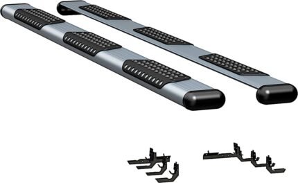 Luverne 583098-570938 Running Boards, Powdercoated Silver, Aluminum, Crew Cab Pickup/Extended Cab Pickup/Standard Cab Pickup, 67.4/76.3/96.3 in. Bed, O-Mega II 6 in. Series