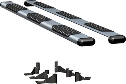 Luverne 583098-571032 O-Mega II 6 in. Series Running Boards, Powdercoated Silver Non-Powered Aluminum Set of 2