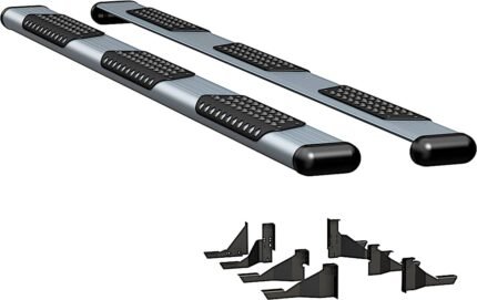 Luverne 583114-571339 Running Boards, Powdercoated Silver, Aluminum, 76.3 in. Bed, Extended Crew Cab Pickup, O-Mega II 6 in. Series