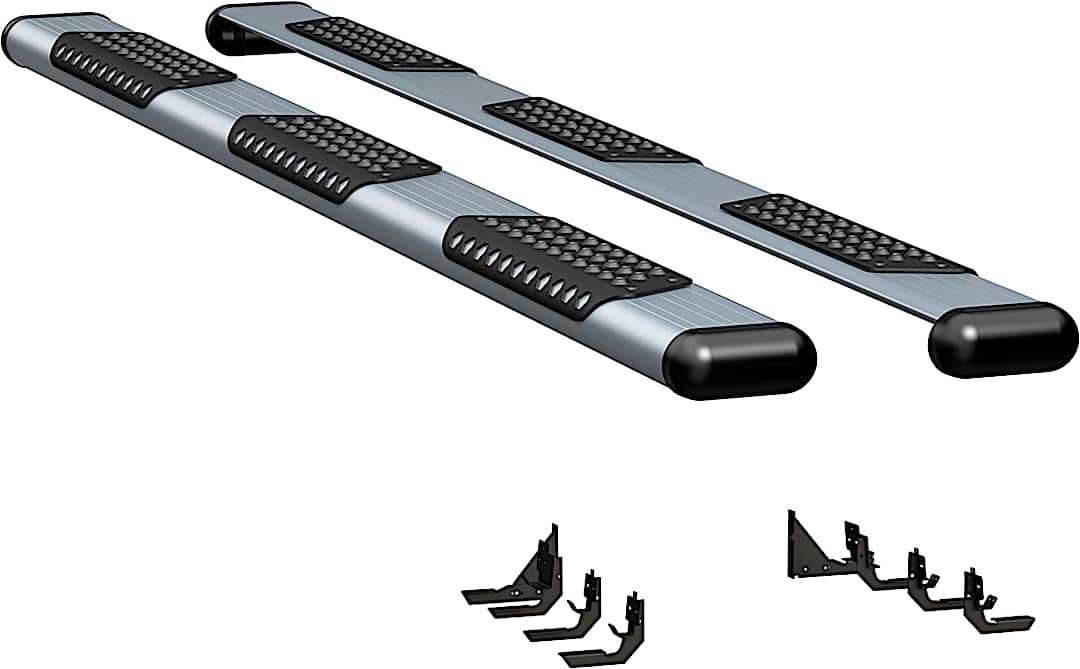 luv583125571439_1.jpg Luverne 583125-571439 Running Boards, Powdercoated Silver, Aluminum, 98.3 in. Bed, Crew Cab Pickup, O-Mega II 6 in. Series - Image 1