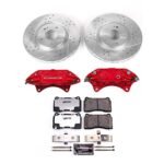 Powerstop KC107-26 Front Brake Disc and Caliper Kit, Cross-drilled and Slotted 5 Lugs 320 mm Powdercoated red, Carbon Fiber Ceramic, Z26 Street Warrior Carbon-Fiber Ceramic Series