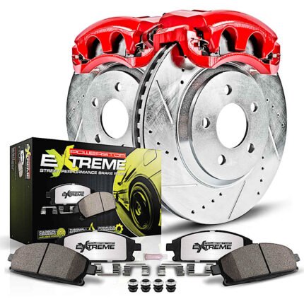 Powerstop 2-Wheel Set Power Stop&reg; KC1243-26 Rear Z26 Muscle Carbon-Fiber Ceramic Brake Pad, Drilled & Slotted Rotor and Caliper Kit
