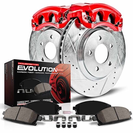 Powerstop 2-Wheel Set Power Stop&reg; KC1419 Front Z23 Daily Carbon-Fiber Ceramic Brake Pad, Drilled & Slotted Rotor and Caliper Kit