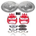 Powerstop 2-Wheel Set Power Stop&reg; KC142-36 Front Z36 Z36 Truck Carbon-Fiber Ceramic Brake Pad, Drilled & Slotted Rotor + Calipers