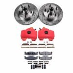Powerstop KC1832 Front Brake Disc and Caliper Kit, Cross-drilled and Slotted 5 Lugs 298 mm Red Powdercoat Caliper, Carbon Fiber Ceramic, Z23 Evolution Sport Series - Image 4