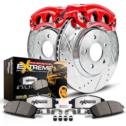 Powerstop 2-Wheel Set Power Stop&reg; KC1914-36 Front Z36 Z36 Truck Carbon-Fiber Ceramic Brake Pad, Drilled & Slotted Rotor + Calipers