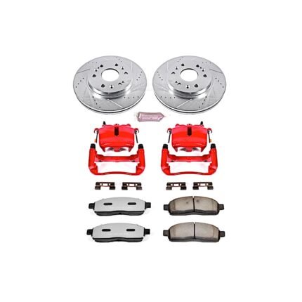 Powerstop 2-Wheel Set Power Stop&reg; KC1943A-36 Front Z36 Z36 Truck Carbon-Fiber Ceramic Brake Pad, Drilled & Slotted Rotor + Calipers