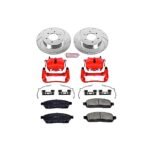 Powerstop 2-Wheel Set Power Stop&reg; KC1943A Front Z23 Daily Carbon-Fiber Ceramic Brake Pad, Drilled & Slotted Rotor and Caliper Kit