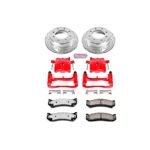 Powerstop 2-Wheel Set Power Stop&reg; KC2036A-36 Rear Z36 Z36 Truck Carbon-Fiber Ceramic Brake Pad, Drilled & Slotted Rotor + Calipers
