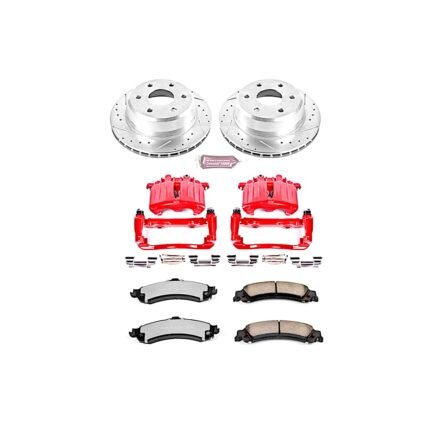 Powerstop 2-Wheel Set Power Stop&reg; KC2046-36 Rear Z36 Z36 Truck Carbon-Fiber Ceramic Brake Pad, Drilled & Slotted Rotor + Calipers