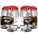Powerstop 4-Wheel Set Power Stop&reg; KC4063-36 Front and Rear Z36 Z36 Truck Carbon-Fiber Ceramic Brake Pad, Drilled & Slotted Rotor + Calipers