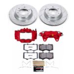 Powerstop KC5873A-36 Front Brake Disc and Caliper Kit, Cross-drilled and Slotted 6 Lugs 338 mm Powdercoated red, Carbon Fiber Ceramic, Z36 Extreme Truck And Tow