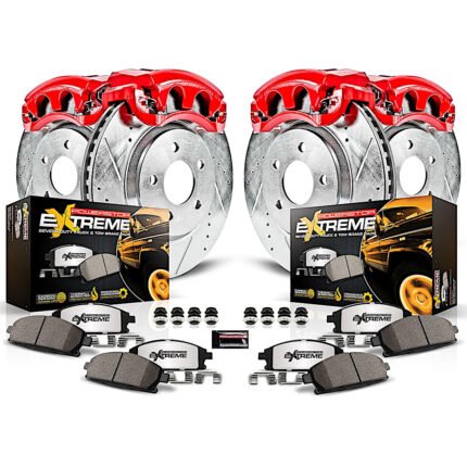 Powerstop 4-Wheel Set Power Stop&reg; KC6375-36 Front and Rear Z36 Z36 Truck Carbon-Fiber Ceramic Brake Pad, Drilled & Slotted Rotor + Calipers