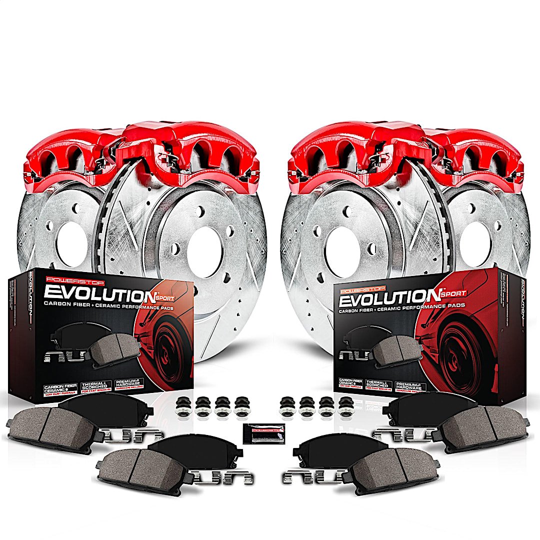 p15kc700_1.jpg Powerstop 4-Wheel Set Power Stop® KC700 Front and Rear Z23 Daily Carbon-Fiber Ceramic Brake Pad, Drilled & Slotted Rotor and Caliper Kit - Image 1