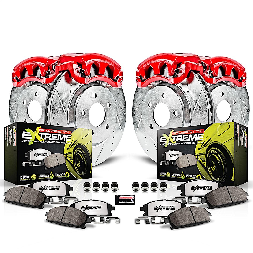 p15kc70626_1.jpg Powerstop 4-Wheel Set Power Stop® KC706-26 Front and Rear Z26 Muscle Carbon-Fiber Ceramic Brake Pad, Drilled & Slotted Rotor and Caliper Kit - Image 1