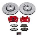Powerstop KC7299-36 Front Brake Disc and Caliper Kit, Cross-drilled and Slotted 5 Lugs 305 mm Powdercoated red, Carbon Fiber Ceramic, Z36 Extreme Truck And Tow