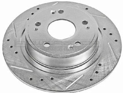 Powerstop KC7529 Front and Rear Brake Disc and Caliper Kit, Cross-drilled and Slotted 5 Lugs Red Powdercoat Caliper, Carbon Fiber Ceramic, Z23 Evolution Sport Series