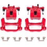 Powerstop KC9062 Rear Brake Disc and Caliper Kit, Cross-drilled and Slotted 5 Lugs 330 mm Red Powdercoat Caliper, Carbon Fiber Ceramic, Z23 Evolution Sport Series - Image 2