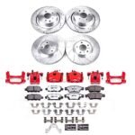 Powerstop KC9063-26 Front and Rear, Driver or Passenger Side Brake Disc and Caliper Kit, Cross-drilled and Slotted 5 Lugs 330 mm Red Powdercoat Caliper, Carbon Fiber Ceramic - Image 7