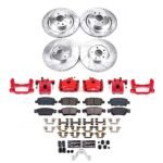 Powerstop KC9063 Front and Rear, Driver or Passenger Side Brake Disc and Caliper Kit, Cross-drilled and Slotted 5 Lugs 330 mm Red Powdercoat Caliper, Carbon Fiber Ceramic, Z23 Evolution Sport Series - Image 10