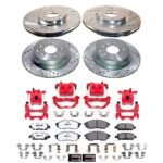 Powerstop KC9065-26 Front and Rear, Driver or Passenger Side Brake Disc and Caliper Kit, Cross-drilled and Slotted 5 Lugs 308 mm Red Powdercoat Caliper, Carbon Fiber Ceramic - Image 7