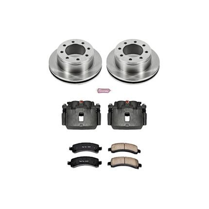 Powerstop 2-Wheel Set Power Stop&reg; KCOE2043 Rear OE Stock Replacement Low-Dust Ceramic Brake Pad, Rotor and Caliper Kit