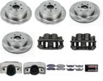 Powerstop KCOE2188 Front and Rear Brake Disc and Caliper Kit, Plain Surface 6 Lugs 308 mm Natural Caliper, Ceramic, Z17 OE Replacement