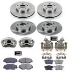 Powerstop KCOE2745 Front and Rear Brake Disc and Caliper Kit, Plain Surface 5 Lugs 281.6 mm Natural Caliper, Ceramic, Z17 OE Replacement - Image 4