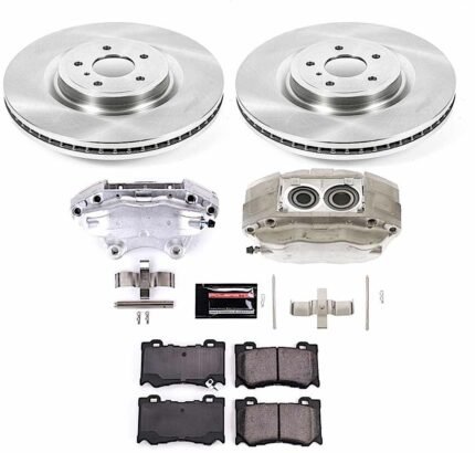 Powerstop KCOE2915B Front Brake Disc and Caliper Kit, Plain Surface 5 Lugs 355 mm Natural Caliper, Ceramic, Z17 OE Replacement