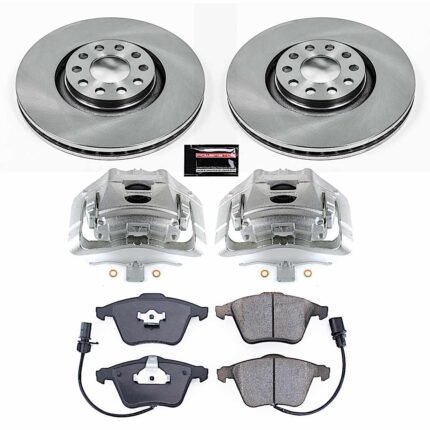 Powerstop 2-Wheel Set Power Stop&reg; KCOE2990 Front OE Stock Replacement Low-Dust Ceramic Brake Pad, Rotor and Caliper Kit